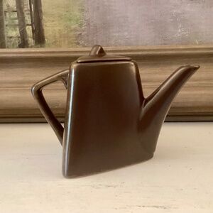 Vintage ceramic small Teapot Dark Brown Triangular MCM Retro Asian Single Serve